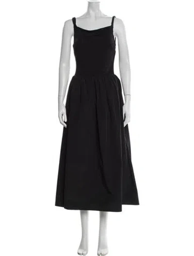 Pre-owned Astr Square Neckline Midi Length Dress In Black