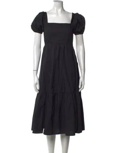 Pre-owned Astr Square Neckline Midi Length Dress In Black