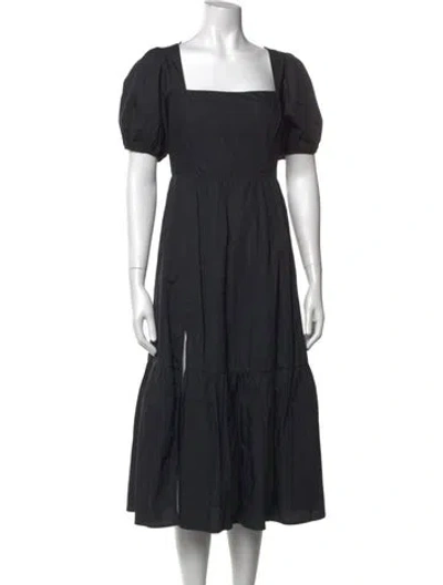 Pre-owned Astr Square Neckline Midi Length Dress In Black
