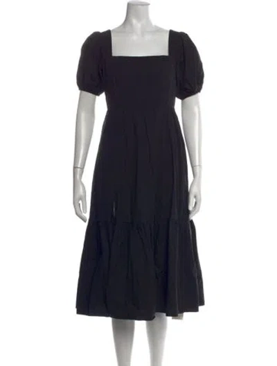 Pre-owned Astr Square Neckline Midi Length Dress In Black