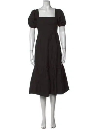 Pre-owned Astr Square Neckline Midi Length Dress In Black