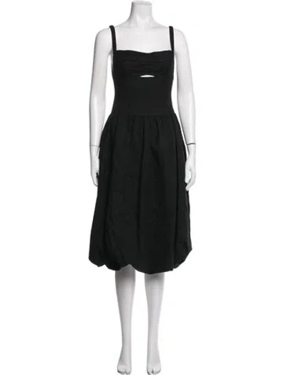 Pre-owned Astr Square Neckline Midi Length Dress In Black