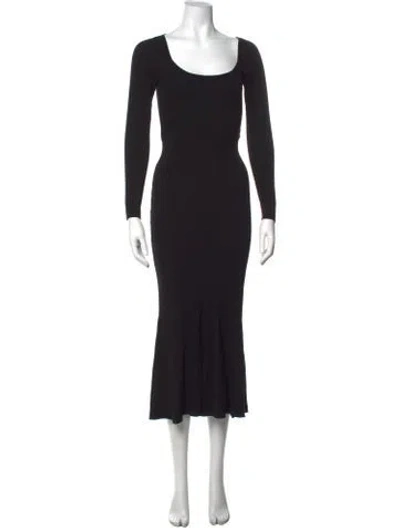 Pre-owned Astr Square Neckline Midi Length Dress In Black