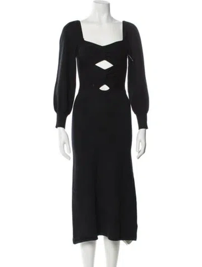 Pre-owned Astr Square Neckline Midi Length Dress In Blue