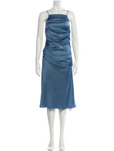 Pre-owned Astr Square Neckline Midi Length Dress In Blue