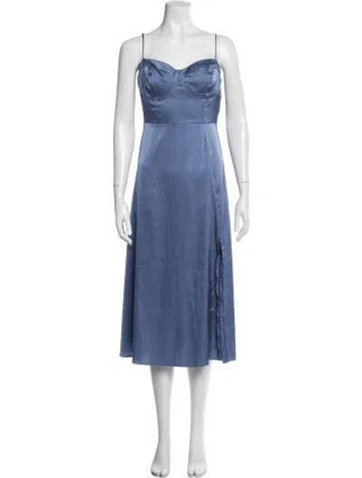 Pre-owned Astr Square Neckline Midi Length Dress In Blue