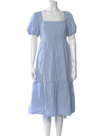 Pre-owned Astr Square Neckline Midi Length Dress In Blue