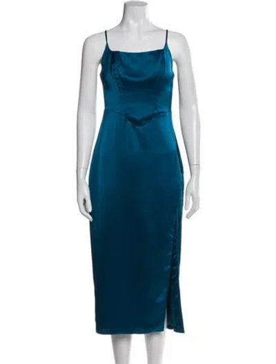 Pre-owned Astr Square Neckline Midi Length Dress In Blue