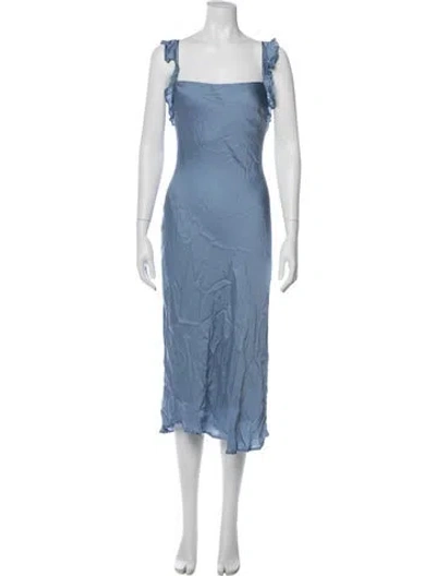 Pre-owned Astr Square Neckline Midi Length Dress In Blue