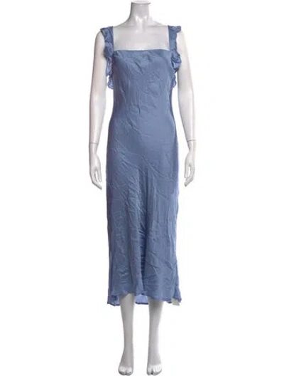 Pre-owned Astr Square Neckline Midi Length Dress In Blue