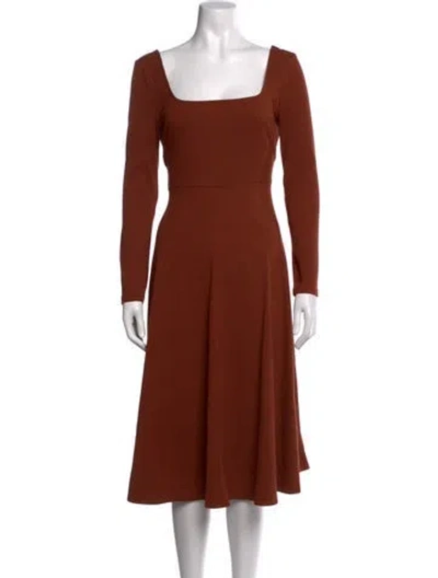 Pre-owned Astr Square Neckline Midi Length Dress In Brown