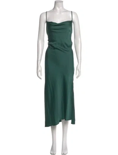 Pre-owned Astr Square Neckline Midi Length Dress In Green