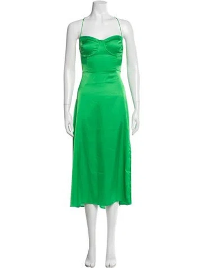 Pre-owned Astr Square Neckline Midi Length Dress In Green
