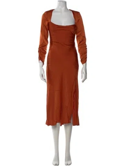 Pre-owned Astr Square Neckline Midi Length Dress In Orange
