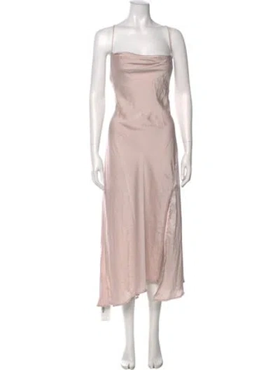 Pre-owned Astr Square Neckline Midi Length Dress In Pink