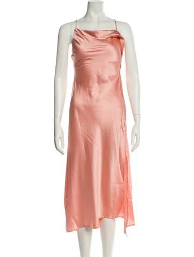 Pre-owned Astr Square Neckline Midi Length Dress In Pink
