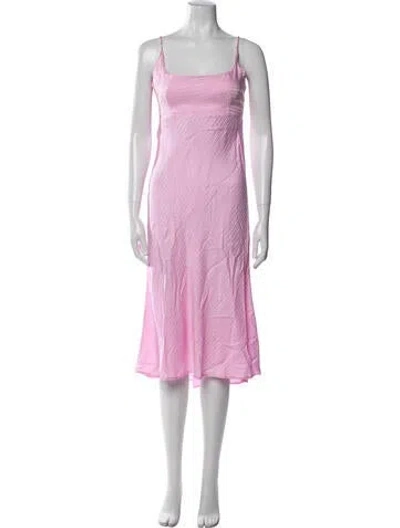 Pre-owned Astr Square Neckline Midi Length Dress In Pink