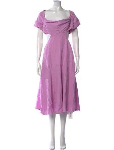 Pre-owned Astr Square Neckline Midi Length Dress In Purple
