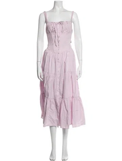 Pre-owned Astr Square Neckline Midi Length Dress In Purple