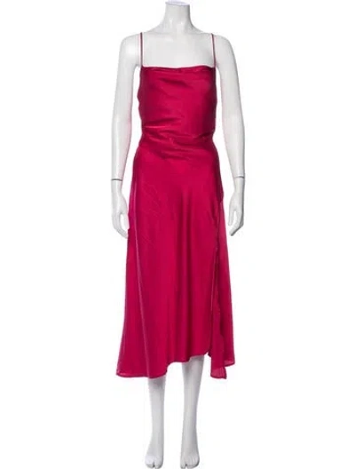 Pre-owned Astr Square Neckline Midi Length Dress In Red