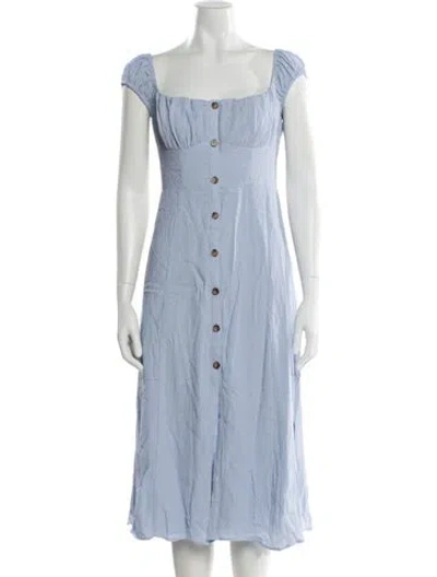 Pre-owned Astr Square Neckline Midi Length Dress W/ Tags In Blue