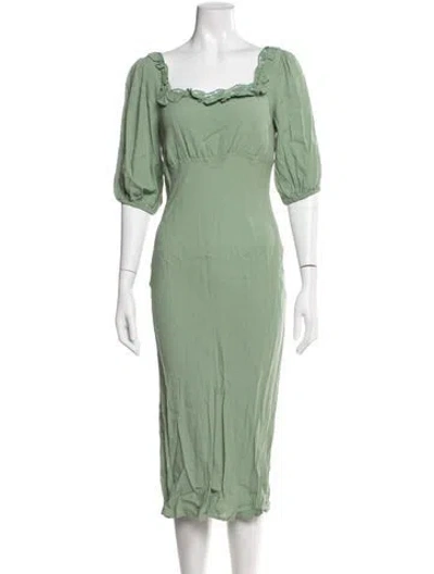 Pre-owned Astr Square Neckline Midi Length Dress W/ Tags In Green