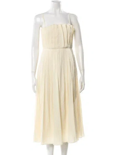 Pre-owned Astr Square Neckline Midi Length Dress W/ Tags In Yellow