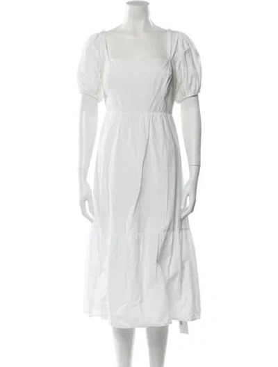 Pre-owned Astr Square Neckline Midi Length Dress In White