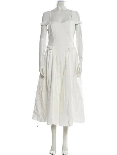 Pre-owned Astr Square Neckline Midi Length Dress In White