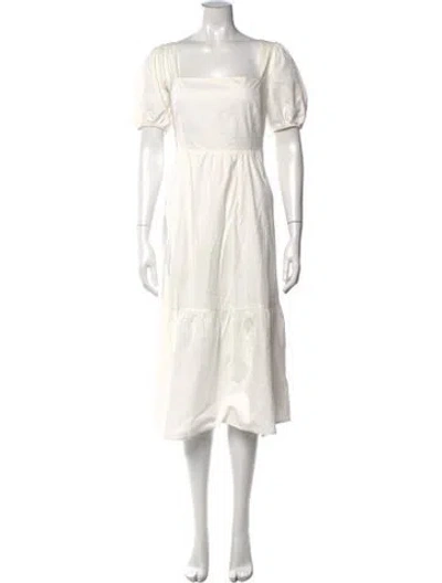 Pre-owned Astr Square Neckline Midi Length Dress In White