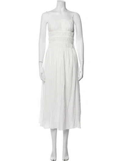 Pre-owned Astr Square Neckline Midi Length Dress In White