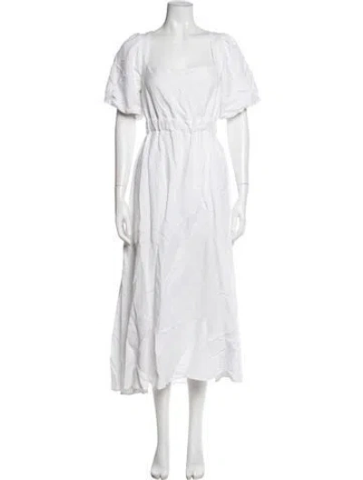 Pre-owned Astr Square Neckline Midi Length Dress In White
