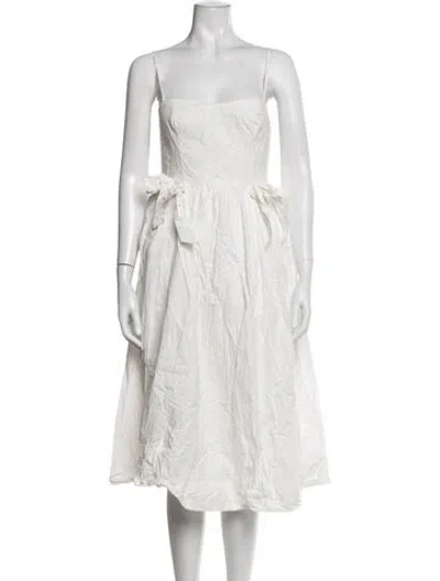 Pre-owned Astr Square Neckline Midi Length Dress In White