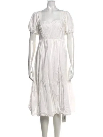 Pre-owned Astr Square Neckline Midi Length Dress In White