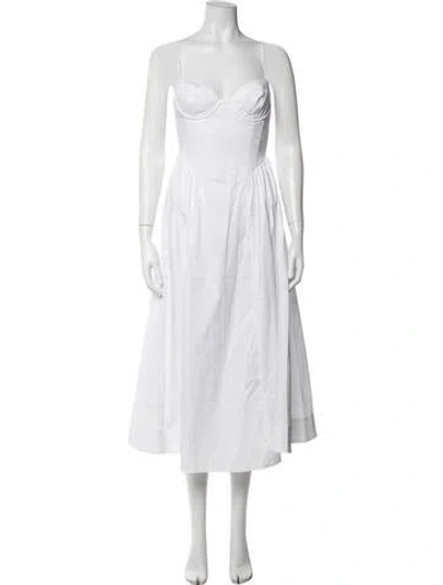 Pre-owned Astr Square Neckline Midi Length Dress In White
