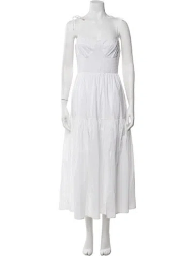 Pre-owned Astr Square Neckline Midi Length Dress In White