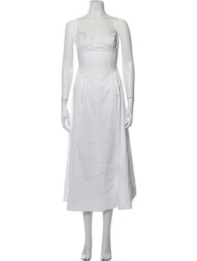 Pre-owned Astr Square Neckline Midi Length Dress In White