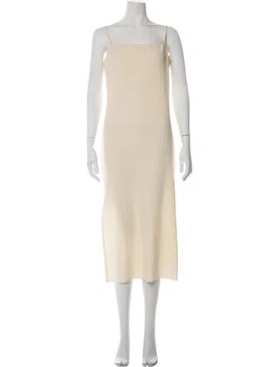 Pre-owned Astr Square Neckline Midi Length Dress In Yellow