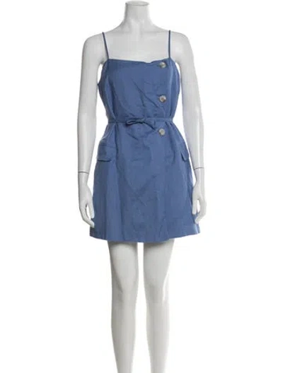 Pre-owned Astr Square Neckline Mini Dress In Blue