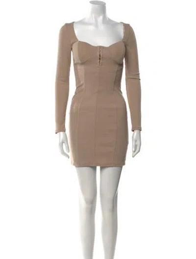 Pre-owned Astr Square Neckline Mini Dress In Brown