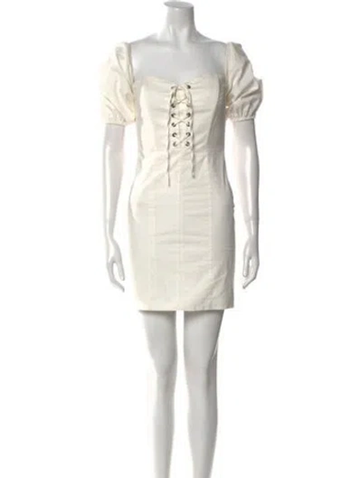 Pre-owned Astr Square Neckline Mini Dress In White