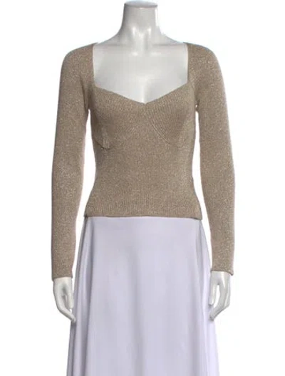 Pre-owned Astr Square Neckline Sweater In Metallic/neutrals