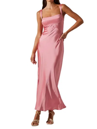 Astr Stacie Satin Maxi Dress In Strawberry Pink