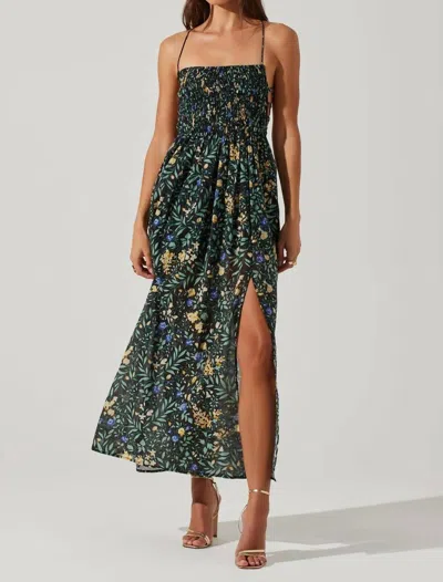 Astr Stasia Floral Maxi Dress In Green