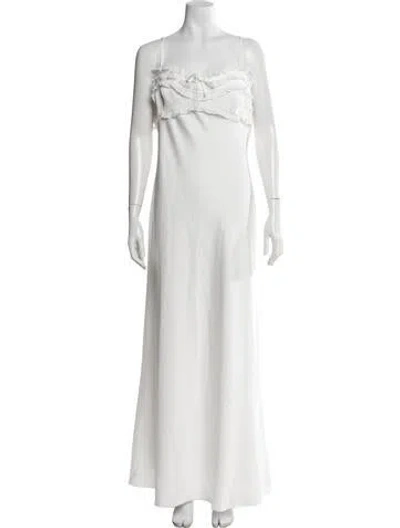 Pre-owned Astr Strapless Long Dress In White