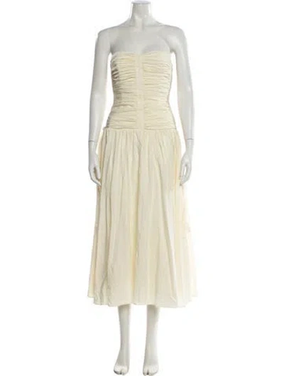 Pre-owned Astr Strapless Midi Length Dress In Neutral