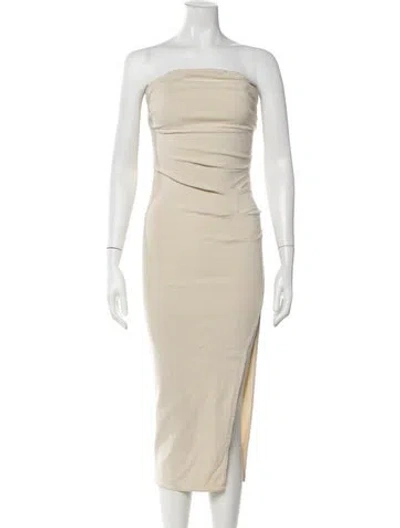 Pre-owned Astr Strapless Midi Length Dress In Neutrals