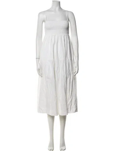Pre-owned Astr Strapless Midi Length Dress In White