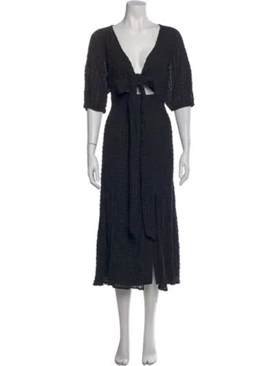Pre-owned Astr Striped Long Dress In Black