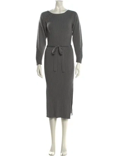 Pre-owned Astr Striped Midi Length Dress In Gray